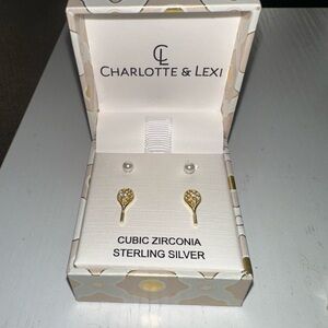 Gold and Silver Cubic Zirconia Tennis Earrings